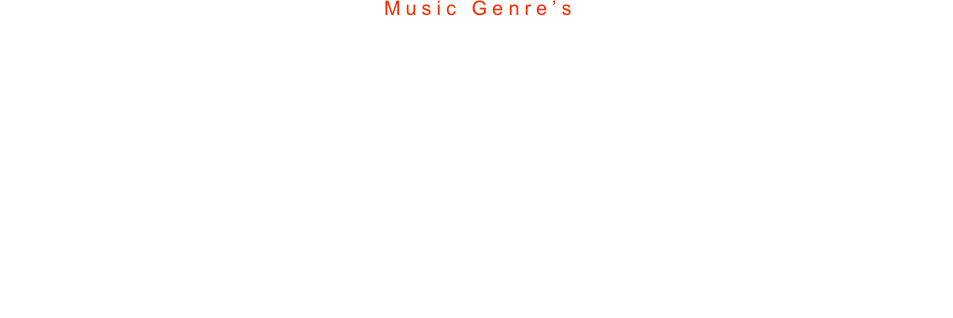 Music Genre’s
Exotic Sounds is known for there impressive music library. Our diverse personal & professional background, and our experience in various music related fields (radio, clubs, events, music labels etc) has given us a better relationship with music and a much larger music catalog. We carry hundreds of hours of music that cover everything from the obvious choices & your requested styles to some very unusual & obscure genres. We match this with unsurpassed understanding of the subtleties of each event, an exceptional ability to read the crowd and superb adaptability to your own requests. As a result we play music that is appropriate for the occasion, the environment, and the mood of your guests. 
 
50's, 60's, 70's, 80's, 90's, Afro-Latin, Big Band, Blues, Bossa Nova, Cha-Cha, Club, Cumbias, Disco, Downtempo, Dub, Ethnic, Flamenco, Folk, Fox Trot, Funk, Hip Hop, House, Jazz, Latin Jazz, Lounge, Mambo, Merengue, Motown, Nu-Jazz, Old School, Oldies, Polka, Progressive, R&B, Reggae, Reggaeton, Rock (classic & modern), Rumba, Salsa, Swing, Tango, Techno, Top 40, Traditional, Trance, Electro, Electronica, Trip Hop, Urban, Waltz, World... you ask for it, we can play it for you! 